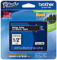 Brother® TZe-335 White-On-Black Tape, 0.5" x 26.2'