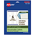 Avery® Print-to-the-Edge Dissolvable Labels With Sure Feed® Technology, 94109-DWMP5, Square, 2-3/4"x2-3/4", Matte Off-White, Pack Of 30 1 thumbnail image