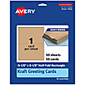 Avery® Printable Half-Fold Greeting Cards, 5-1/2" x 8-1/2" Kraft Brown, Pack Of 50 1 thumbnail image
