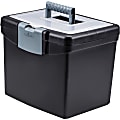 Storex Medium-Duty Portable File Storage Box With XL Lid, Letter Size, 10-15/16"L x 13-5/16"W x 11"H, 100% Recycled, Black 1 thumbnail image