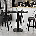 Flash Furniture Laminate Square Table Top With Round Bar-Height Base, 43-1/8"H x 42"W x 42"D, Black