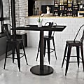Flash Furniture Laminate Square Table Top With Round Bar-Height Base, 43-1/8"H x 42"W x 42"D, Black 1 thumbnail image