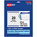 Avery® Waterproof Permanent Labels With Sure Feed®, 94120-WMF100, Hexagon, 1-1/2" x 1-47/54", White, Pack Of 2,000