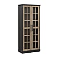Bush Furniture Westbrook Curio Cabinet With Glass Doors, Vintage Black/Restored Tan Hickory, Standard Delivery