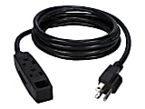 QVS 3-Outlet 3-Prong 15ft Power Extension Cord - NEMA 5-15P - 3 x NEMA 5-15R - Black 1 thumbnail image