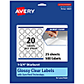 Avery® Glossy Permanent Labels With Sure Feed®, 94607-CGF25, Starburst, 1-3/4", Clear, Pack Of 500