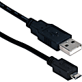 QVS 2-Meter Micro-USB Sync & 2.1Amp Charger Cable for Smartphone & Tablet - 6.50 ft USB Data Transfer Cable for Tablet PC, Cellular Phone - First End: 1 x Type A Male USB - Second End: 1 x Type B Male Micro USB - Black