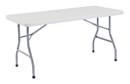 National Public Seating Blow-Molded Folding Table, Rectangular, 60"W x 30"D, Light Gray/Gray 1 thumbnail image