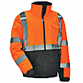 Ergodyne GloWear 8377 Type-R Class 3 Quilted Bomber Jacket, 3X, Orange