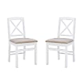 Linon Thames X-Back Dining Chairs, White/Beige, Set Of 2 Chairs