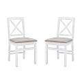 Linon Thames X-Back Dining Chairs, White/Beige, Set Of 2 Chairs