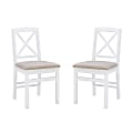 Linon Thames X-Back Dining Chairs, White/Beige, Set Of 2 Chairs 1 thumbnail image