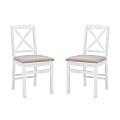 Linon Thames X-Back Dining Chairs, White/Beige, Set Of 2 Chairs