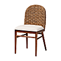 bali & pari Denver Modern Bohemian Acacia Wood and Seagrass Dining Chairs, White/Walnut Brown, Set Of 2 Chairs