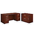 Sauder® Affirm Collection Executive Desk With 2-Drawer Mobile Pedestal File And 3-Drawer Mobile Pedestal File And Lateral File, 72"W x 30"D, Classic Cherry