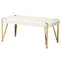 Baxton Studio Contemporary Glam And Luxe Coffee Table, 18"H x 43-1/2"W x 23"D, Brushed Gold/White