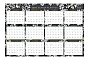 Blue Sky™ Laminated Dry-Erase Yearly Wall Calendar, 36" x 24", Baccarra Dark, January To December 2020/July 2020 To June 2021