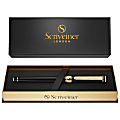 Scriveiner Classic Rollerball Pen, Medium Point, 0.7 mm, Black/Gold Barrel, Black Ink
