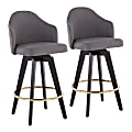 LumiSource Ahoy Fabric Counter Stools, Black/Gray, Set Of 2 Stools 1 thumbnail image