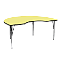 Flash Furniture Kidney Thermal Laminate Activity Table With Height-Adjustable Legs, 30-1/8"H x 72"W x 48"D, Yellow