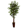 Nearly Natural 6'H Ficus Tree With Bamboo Planter, 72"H x 34"W x 34"D, Brown/Green 1 thumbnail image
