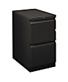 HON Flagship Black Standard-height Mobile Pedestal - 15" x 22.9" x 28" - 2 x Drawer(s) for File - Letter - Lateral - Built-in Handle, Adjustable Glide, Heavy Duty, Ball-bearing Suspension, Durable, Tamper Resistant, Sturdy, Lockable - Black - Steel - Recycled