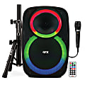 QFX Portable Bluetooth True Wireless Speaker with LEDs, Microphone & Stand, Black, PBX-157SM