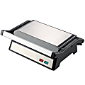 MegaChef Electric Dual Plate Nonstick Panini Grill Press With Drip Tray, 4-1/4”H x 10-1/2”W x 10”D, Silver/Black 1 thumbnail image