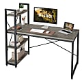 Bestier Modern Office Desk With Storage Shelf & Headset Hook, 56"W, Retro Gray Oak Dark 1 thumbnail image
