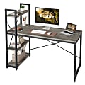 Bestier Modern Office Desk With Storage Shelf & Headset Hook, 56"W, Retro Gray Oak Dark