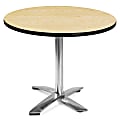 OFM Multipurpose Folding Table, Round, 36"W x 36"D, Oak