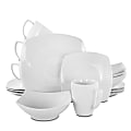 Gibson Elite Zen Buffetware 16-Piece Square Dinnerware Set, White