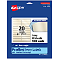 Avery® Pearlized Permanent Labels With Sure Feed®, 94202-PIP50, Rectangle, 1" x 4", Ivory, Pack Of 1,000 Labels