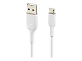 Belkin USB-A to Micro-USB Cable (1m / 3.3ft, Black) - 3.30 ft Micro-USB/USB-A Data Transfer Cable - First End: 1 x USB Type A - Male - Second End: 1 x Micro USB - Male - White