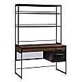 Sauder® Briarbrook 48"W Computer Desk With Hutch And Filing Drawer, Barrel Oak/Black