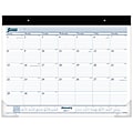 AT-A-GLANCE® Monthly Desk Pad Calendar, 21 3/4" x 17", 30% Recycled, Blue/White, January to December 2017