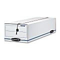 Bankers Box® Liberty® Corrugated Storage Boxes, 6 1/4" x 9 3/4" x 23 3/4", 65% Recycled, White/Blue, Case Of 12