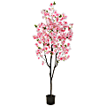 Nearly Natural Cherry Blossom 72”H Artificial Tree With Planter, 72”H x 31”W x 10”D, Pink/Black 1 thumbnail image