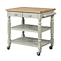 Linon Bakari 2-Drawer 36-1/2"H Kitchen Cart With Shelves, Distressed Gray/Natural