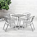 Flash Furniture Lila 5-Piece 23-1/2" Square Aluminum Indoor/Outdoor Table Set With Slat-Back Chairs