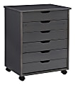Linon Casimer 6-Drawer Wide Rolling Home Office Storage Cart, Grey 1 thumbnail image