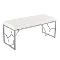 LumiSource Constellation Contemporary Faux Leather Bench, White/Silver 1 thumbnail image