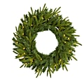 Nearly Natural 24"H Long Pine Artificial Christmas Wreath With 35 LED Lights, 24” x 4”, Green 1 thumbnail image