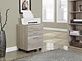 Monarch Specialties 19"D Vertical 3-Drawer File Cabinet, Natural