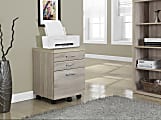 Monarch Specialties 19"D Vertical 3-Drawer File Cabinet, Natural 1 thumbnail image