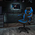 Flash Furniture Gaming Desk And Racing Chair Set With Cup Holder, Headphone Hook and Monitor/Smartphone Stand, Blue