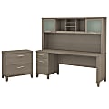Bush Furniture Somerset 72"W Office Desk With Hutch And Lateral File Cabinet, Ash Gray, Standard Delivery 1 thumbnail image