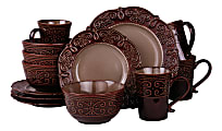 Elama 16-Piece Stoneware Dinnerware Set, Sienna