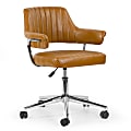 Glamour Home Avery Ergonomic Faux Leather Mid-Back Adjustable-Height Swivel Task Chair, Brown/Chrome 1 thumbnail image