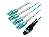 StarTech.com 3m 10ft MPO / MTP to LC Breakout Cable - Plenum Rated Fiber Optic Cable - OM3 Multimode, 40Gb - Push/Pull-Tab - Aqua Fiber Patch Cable - First End: 1 x MTP/MPO Female Network - Second End: 8 x LC Male Network - 5 GB/s - Patch Cable - Aqua